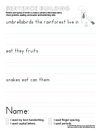 sentence building umbrellabird
