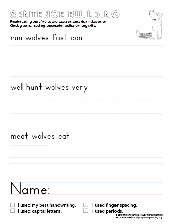 sentence building wolf