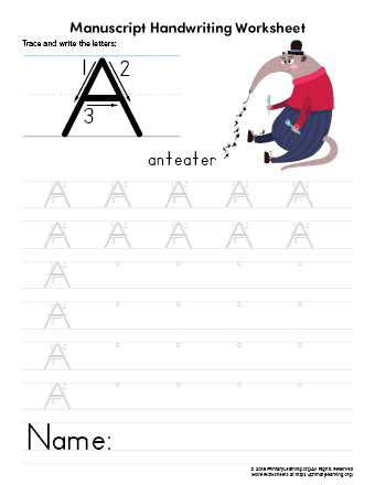 tracing letter a