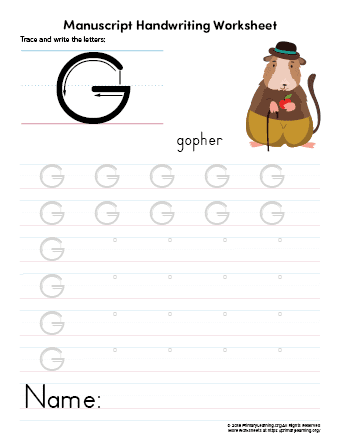 tracing letter g