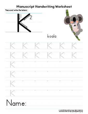 tracing letter k