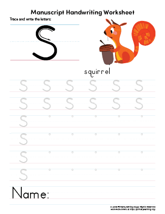 tracing letter s