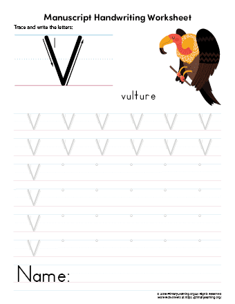 tracing letter v
