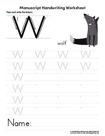 tracing letter w