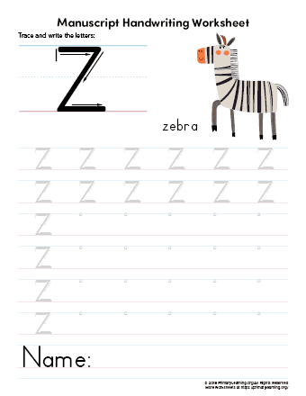tracing letter z