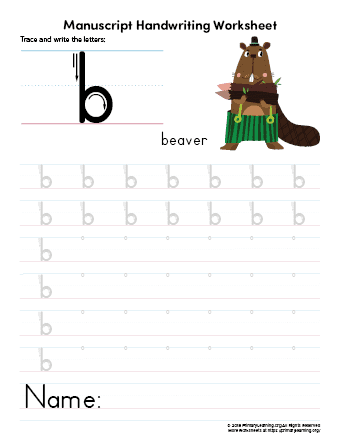 writing letter b