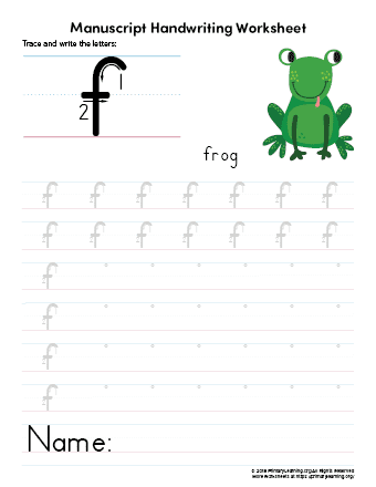 writing letter f