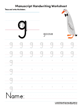 writing letter g