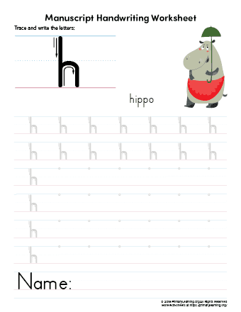 writing letter h