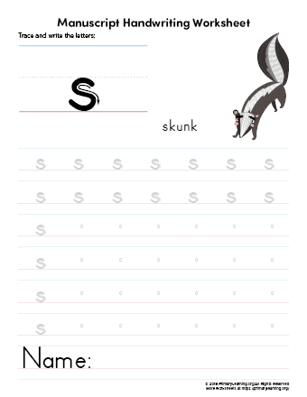 writing letter s