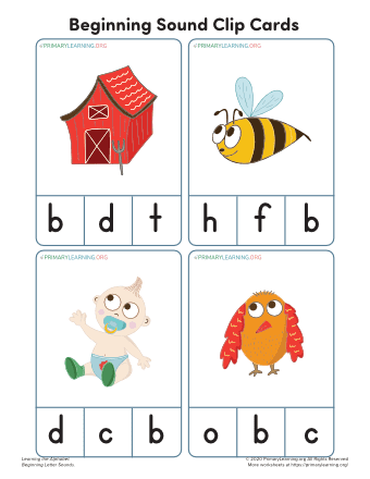 Letter B Clip Art Alphabet - Beginning Sound B - Vocabulary Words