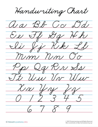 cursive alphabet chart