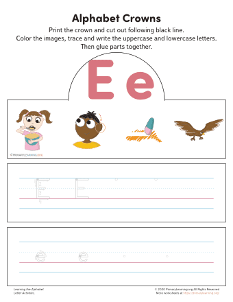 learning to write the letter e