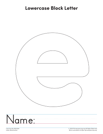 Lowercase Letter E Printable Template