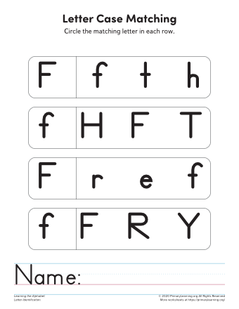 Letter F Case Recognition | PrimaryLearning.Org