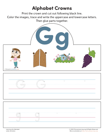 learning to write the letter g