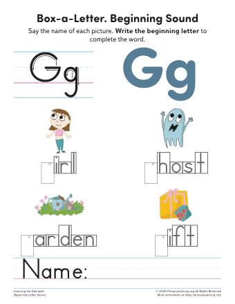 letter g phonics worksheets