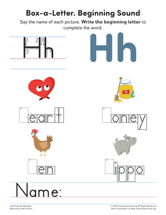 letter h phonics worksheets