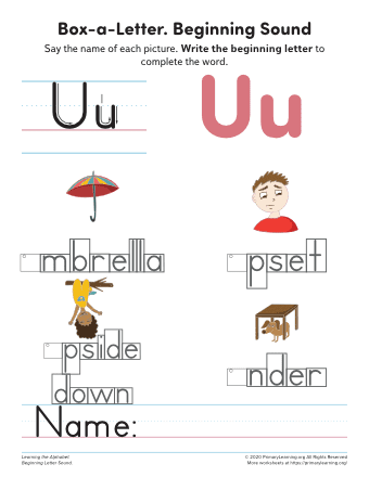 letter u words for kindergarten