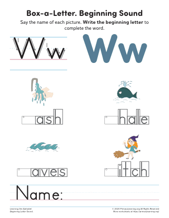 letter w phonics worksheets
