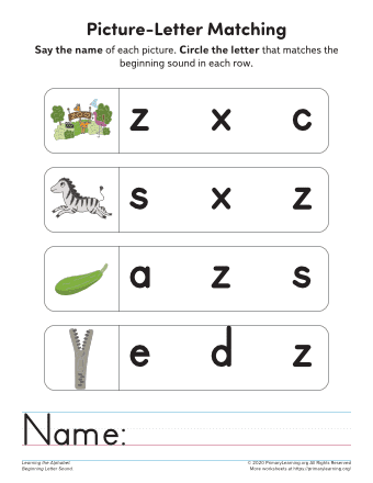 letter z practice page