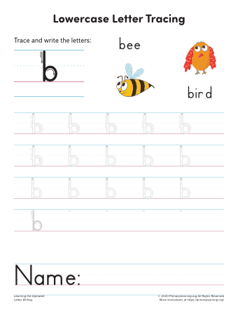 tracing lowercase letter b
