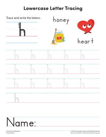 tracing lowercase letter h