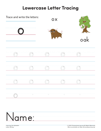 learning to write the letter o
