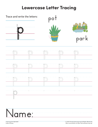 learning to write the letter p