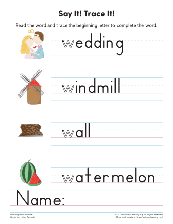 things with letter w