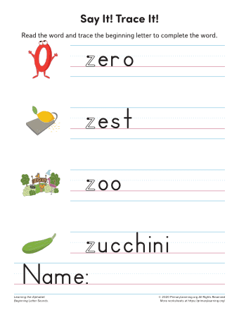 things with letter z