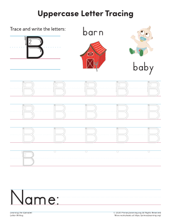 tracing uppercase letter b