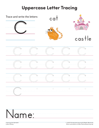 learning to write the letter c