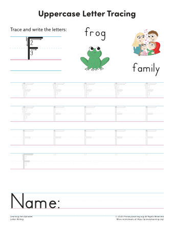learning to write the letter f