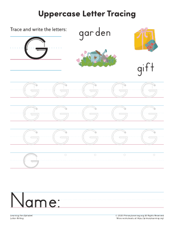 learning to write the letter g