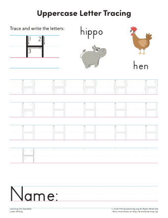 tracing uppercase letter h