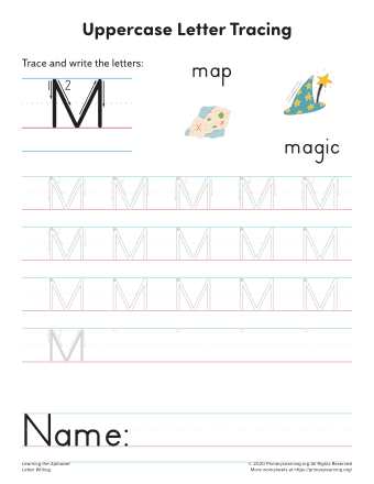 learning to write the letter m