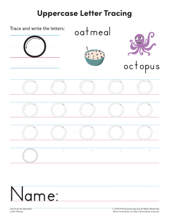 tracing uppercase letter o