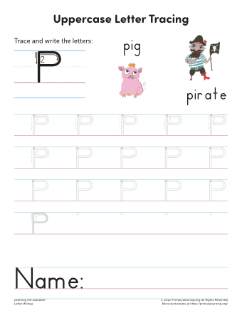 tracing uppercase letter p