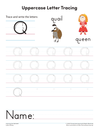 tracing uppercase letter q