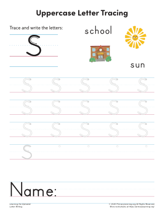 tracing uppercase letter s