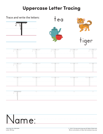 tracing uppercase letter t