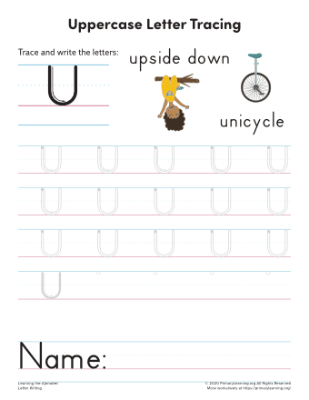 tracing uppercase letter u