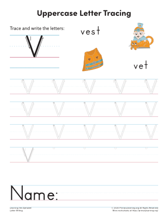 tracing uppercase letter v