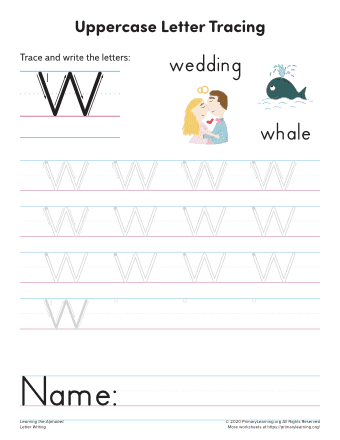 tracing uppercase letter w