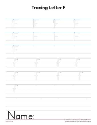 writing letter f printable