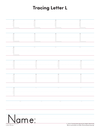 writing letter l printable