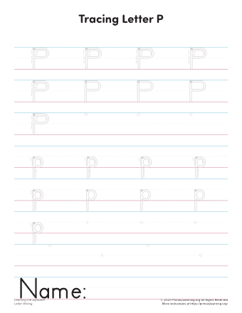 writing letter p printable