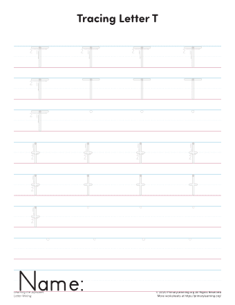 writing letter t printable