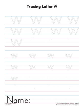 writing letter w printable